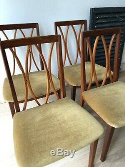 4 X Retro Vintage G PLAN Dining Chairs Teak Mid Century Dralon Upholstered Seats