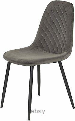 4 X Velvet Metal Leg Dining Chairs Fabric Upholstered seat Living Room GREY NEW