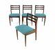4 X Vintage Teak Danish Design Dining Chairs (re Upholstered)