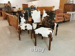 4 x Cow Hide Upholstered Dining Chairs FREE DELIVERY