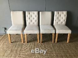 4 x Dining Chairs From NEXT Home Linen Upholstered Upholstery Fabric Neutral