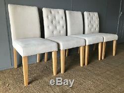 4 x Dining Chairs From NEXT Home Linen Upholstered Upholstery Fabric Neutral
