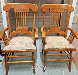 4 x Farmhouse Dining Chairs Tapestry Upholstered 2 x Carver
