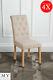 4 X Genoa High Quality Upholstered Scroll Back Dining Chair Beige Natural Legs