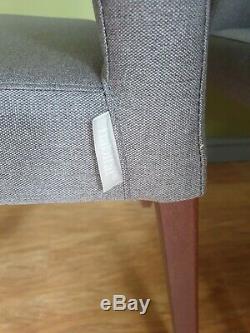 4 x Habitat ELODI Grey Upholstered Dining Chair Walnut Legs 164513 (SA435)