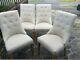 4 X Upholstered Dining Room Chairs Creambuttoned Backs And Studs To The Side