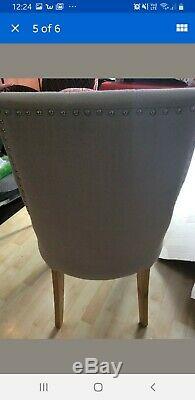 4 x Upholstered Dining Room Chairs CreamButtoned backs and studs to the side