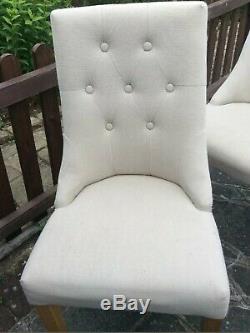4 x Upholstered Dining Room Chairs CreamButtoned backs and studs to the side