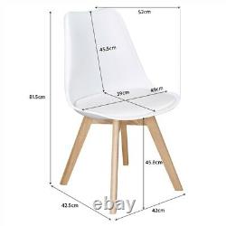 4pcs Dining Chairs Upholstered Side Tulip Chair Wooden Legs Soft Padded Kitchen