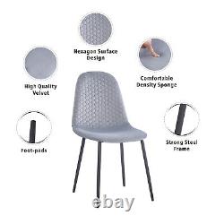4pcs Velvet Dining Chairs Upholstered Seat Metal Legs for Dining Room Kitchen