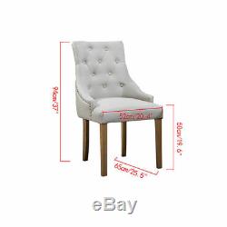 4xCurved Button Tufted Dining Chair Fabric Upholstered Accent Lounge Chair Beige