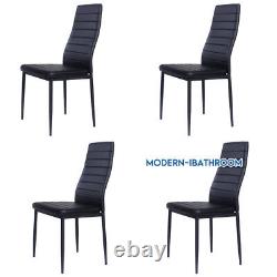 4x 6x Dining Chairs Metal Legs PU Leather Black/Grey/White High Back Padded Seat