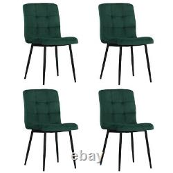 4x Emerald Green Velvet Dining Chairs Button Upholstered Padded Seat Metal Legs