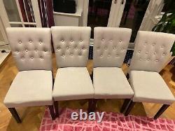 4x Fabric Button Dining Chairs Upholstered from MADE. Com (Grey)