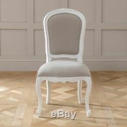 4x French Chateau White Painted Grey Upholstered Dining Chair- BRAND NEW- FW26-4