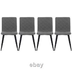 4x Grey Linen Upholstered Dining Chairs High Back Padded Seat Kitchen Bar Dining