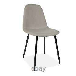 4x Grey Upholstered Dining Chair with Black Legs Modern Furniture