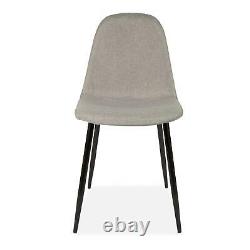 4x Grey Upholstered Dining Chair with Black Legs Modern Furniture