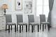 4x High Back Grey Upholstered Fabric With Rivets Dining Chairs Wood Leg Diningroom