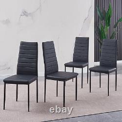 4x High Back PU Leather Dining Chairs Padded Seat Metal Legs Dining Room Kitchen