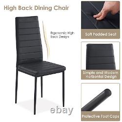 4x High Back PU Leather Dining Chairs Padded Seat Metal Legs Dining Room Kitchen