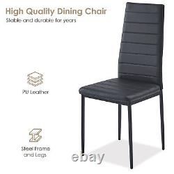 4x High Back PU Leather Dining Chairs Padded Seat Metal Legs Dining Room Kitchen