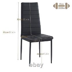 4x High Back PU Leather Dining Chairs Padded Seat Metal Legs Dining Room Kitchen