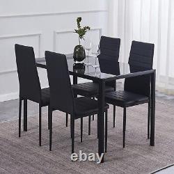 4x High Back PU Leather Dining Chairs Padded Seat Metal Legs Dining Room Kitchen