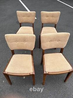 4x Mid Century G Plan Teak Upholstered Back & Seat Dining Table Chairs / Seats