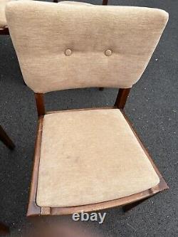 4x Mid Century G Plan Teak Upholstered Back & Seat Dining Table Chairs / Seats