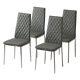 4x Modern Dining Chairs Kitchen Chair Grey Faux Leather Padded Seat Chrome Legs