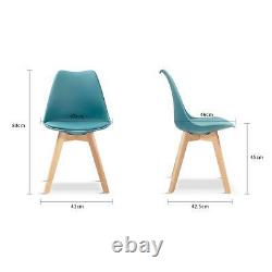 4x Modern Dining Chairs Nodric PU Leather Padded Seat Wood Legs