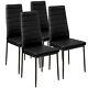 4x Modern Dining Room Faux Leather Chair Black Padded Seat Kitchen Set High Back