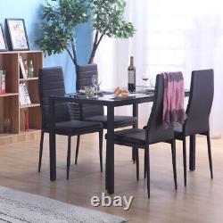 4x Modern Dining Room Faux Leather Chair Black Padded Seat Kitchen Set High Back