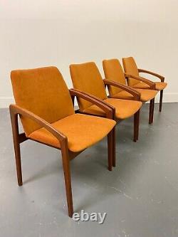 4x NEWLY UPHOLSTERED Kai Kristiansen Paper Knife Teak Dining Chairs Danish Retro