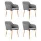 4x Upholstered Dining Chair Padded Armchair Metal Legs Dining Room Kitchen Gray