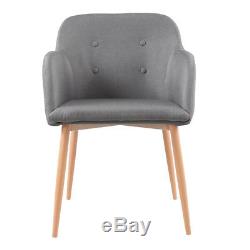 4x Upholstered Dining Chair Padded Armchair Metal Legs Dining Room Kitchen Gray