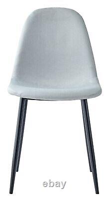 4x Upholstered Grey Fabric Dining Chair with Metal Legs / Kitchen Home Office