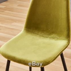 4x Velvet Dining Chairs Metal Legs Side Chair Upholstered Kitchen Dining Room BN
