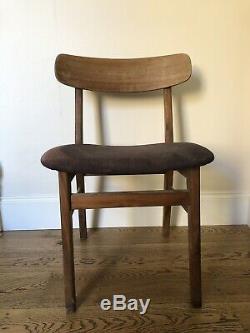4x Walnut Upholstered Dining Chairs Habitat Vince mid century style