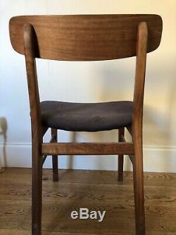 4x Walnut Upholstered Dining Chairs Habitat Vince mid century style