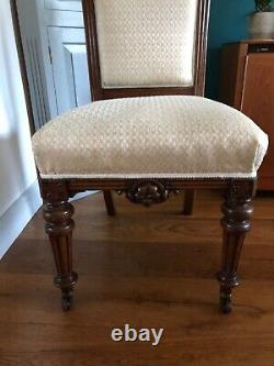 5 Victorian Antique Upholstered Dining Chairs c1850 1890