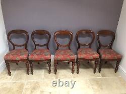 5 Victorian balloon back chairs good condition, traditionally reupholstered