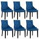 6pcs Velvet Dining Chairs Knocker Accent Button Tufted Upholstered Studded Chair