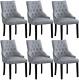 6pcs Velvet Knocker Dining Chairs Accent Button Tufted Upholstered Studded Chair