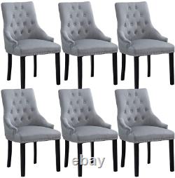 6Pcs Velvet Knocker Dining Chairs Accent Button Tufted Upholstered Studded Chair