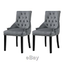 6Pcs Velvet Knocker Dining Chairs Accent Button Tufted Upholstered Studded Chair