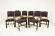 6 Antique Dining Chairs, Carved Oak Upholstered Chairs, Scotland 1920, B1778