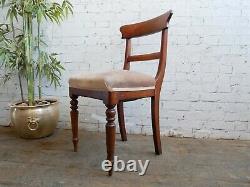 6 Antique Georgian Early Victorian Upholstered Mahogany Bar Back Dining Chairs