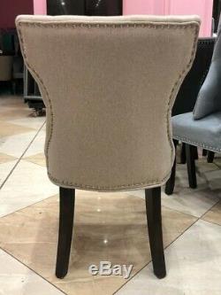 6 Cream Chairs, Regent Button Back Dining Chairs, Wool Upholstered